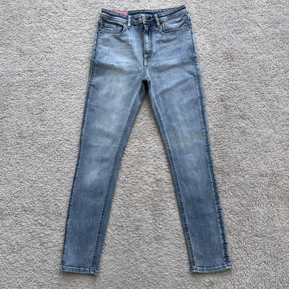 Acne Studios Bla Konst Peg Marble Wash Jeans Womens 26 Blue High Rise Skinny